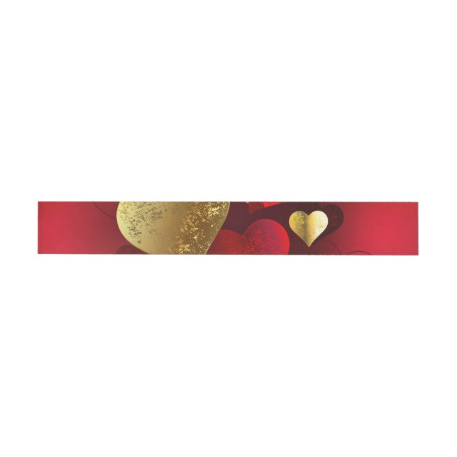 Golden and red valentines wraparound address label (Individual)