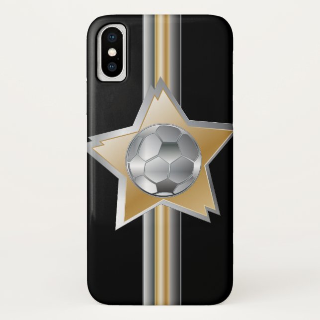 Golden and silver effect Soccer ball Star Case-Mate iPhone Case (Back)