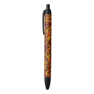 Golden and vivid red texture black ink pen