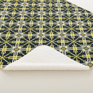 Golden and White Geometric Patterned Design Sherpa Blanket
