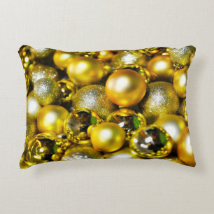 Golden and Yellow Christmas Ball Cluster Decorative Cushion