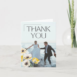 Golden Anemone Minimalist Wedding Thank You Card