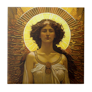 Golden Angel Glowing Messenger of Light   Tile