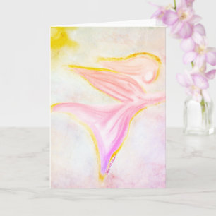 Golden Angel in Flight – Sun Pink Sky Greeting Card