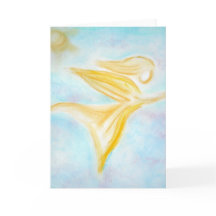 Golden Angel in Flight – Turquoise Sky Greeting