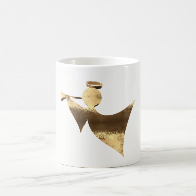Golden Angel Playing The Trumpet Christmas Coffee Mug (Center)