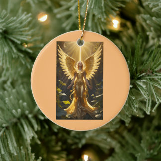 Golden Angel Round Ornament