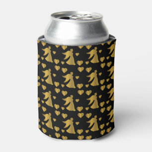 Golden Angel Silhouette Wings Religious Hearts Can Cooler