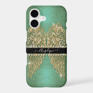 Golden Angel Wings Neo Mint Aqua Diamond Jewels