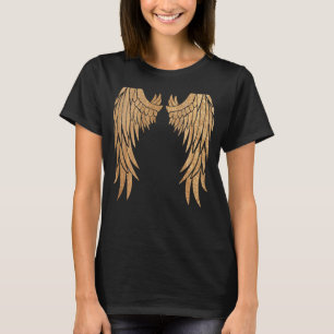 Golden Angel Wings On Back - Angelic Wings Design T-Shirt