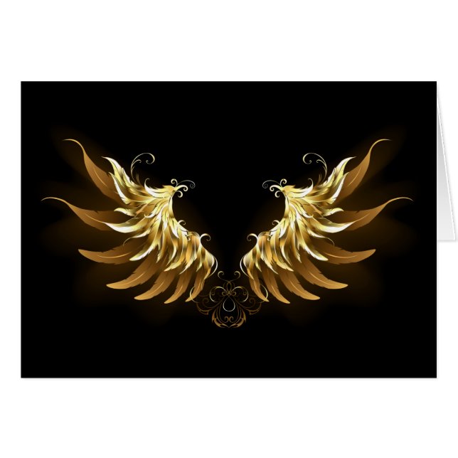 Golden Angel Wings on Black background (Front Horizontal)