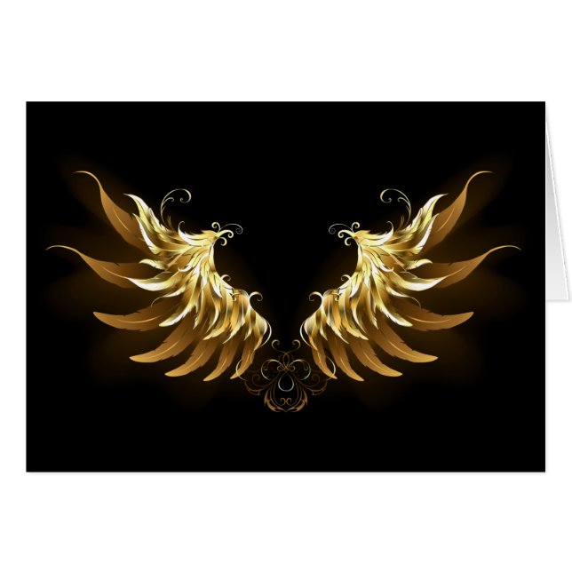 Golden Angel Wings on Black background (Front Horizontal)