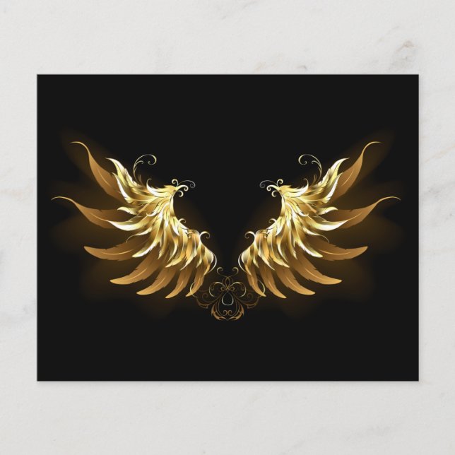 Golden Angel Wings on Black background (Front)