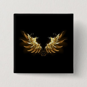 Golden Angel Wings on Black background 15 Cm Square Badge