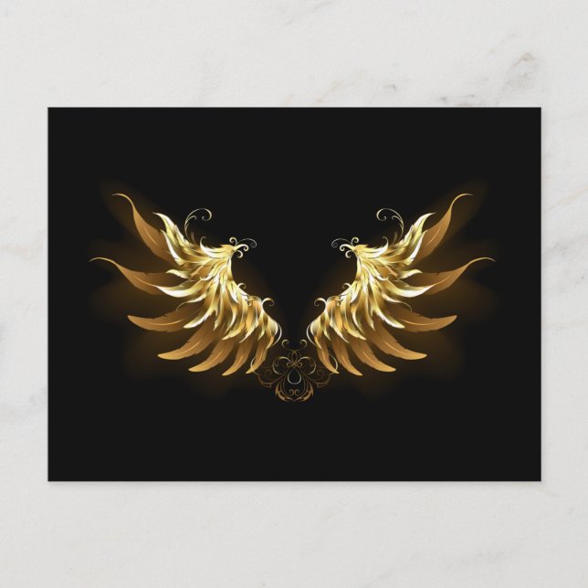 Golden Angel Wings on Black background Advice Card (Front)