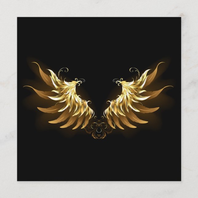 Golden Angel Wings on Black background Advice Card (Front)