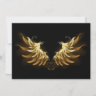 Golden Angel Wings on Black background Announcement