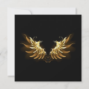 Golden Angel Wings on Black background Announcement