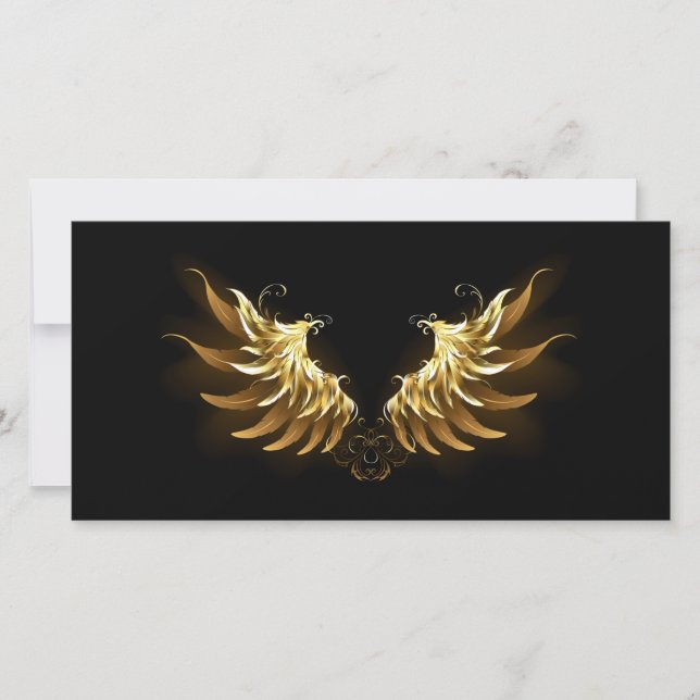 Golden Angel Wings on Black background Announcement (Front)