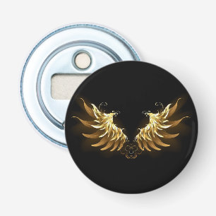 Golden Angel Wings on Black background Bottle Opener