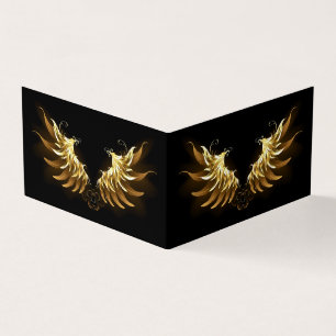 Golden Angel Wings on Black background Business Card