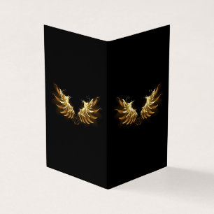 Golden Angel Wings on Black background Business Card