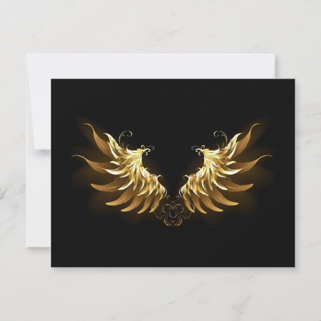 Golden Angel Wings on Black background Card (Front)