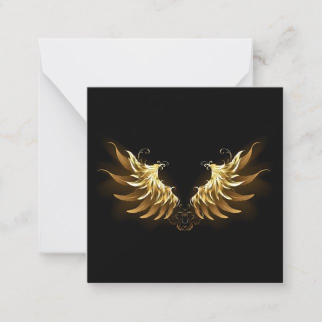 Golden Angel Wings on Black background Card (Front)