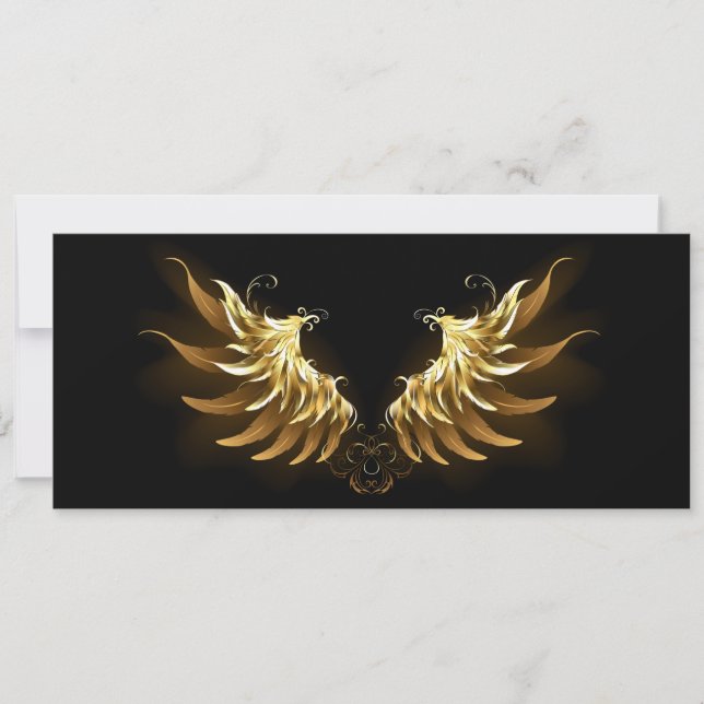 Golden Angel Wings on Black background Card (Front)