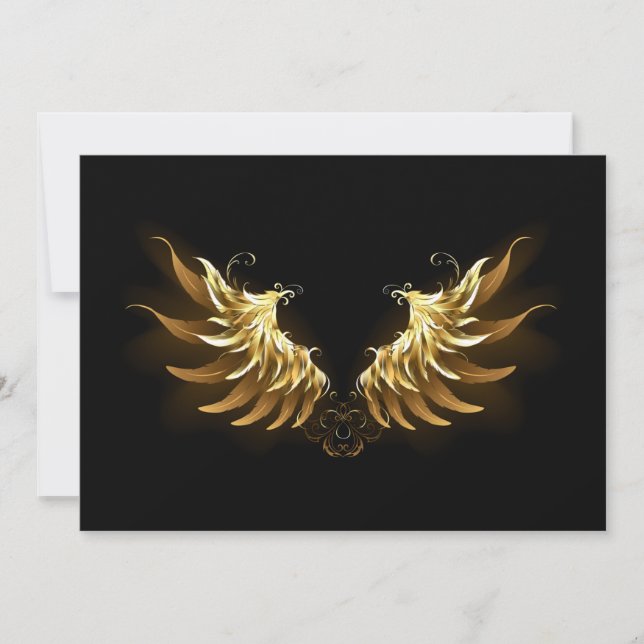 Golden Angel Wings on Black background Card (Front)