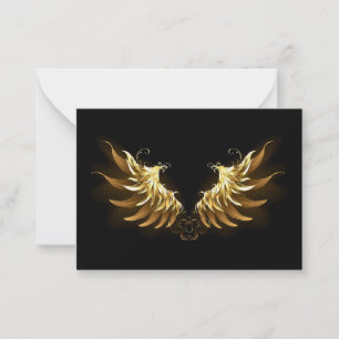 Golden Angel Wings on Black background Card