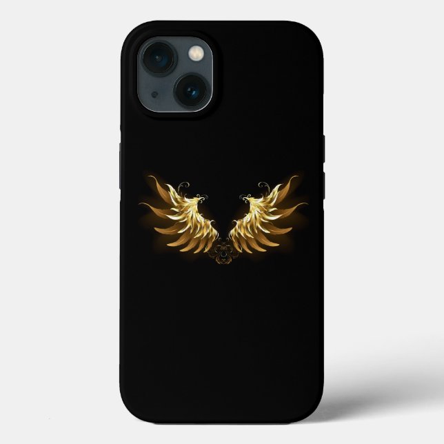 Golden Angel Wings on Black background Case-Mate iPhone Case (Back)