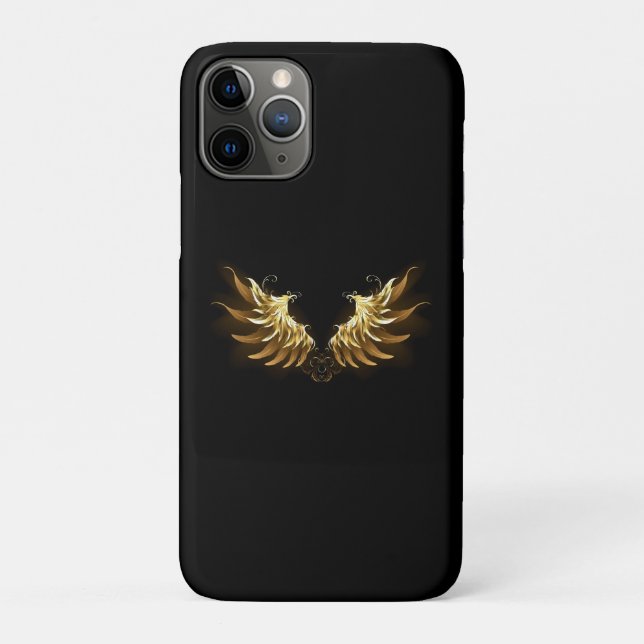 Golden Angel Wings on Black background Case-Mate iPhone Case (Back)