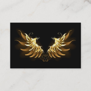 Golden Angel Wings on Black background Discount Card