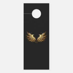 Golden Angel Wings on Black background Door Hanger