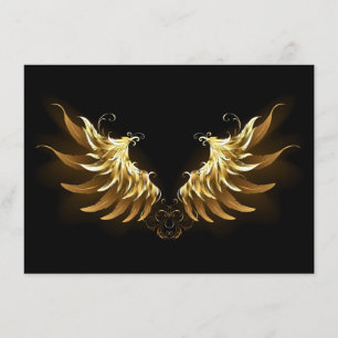 Golden Angel Wings on Black background Enclosure Card