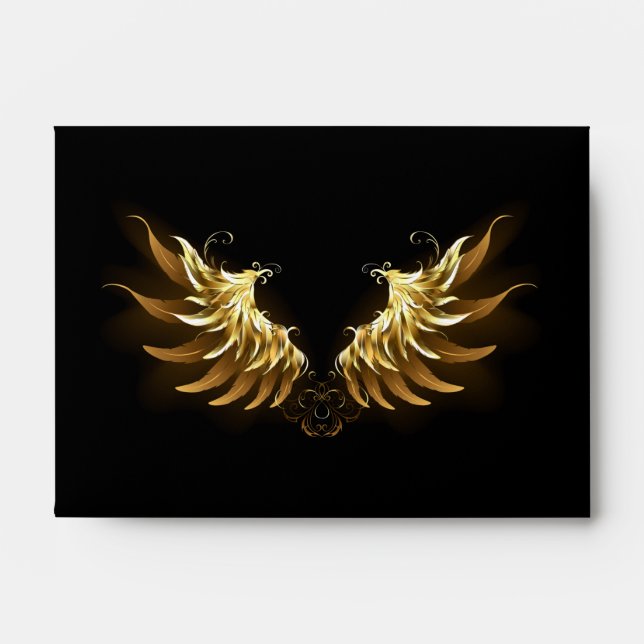 Golden Angel Wings on Black background Envelope (Front)