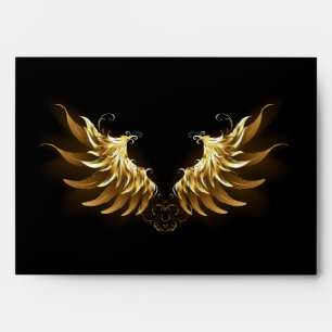 Golden Angel Wings on Black background Envelope