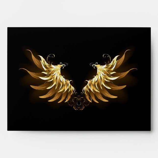 Golden Angel Wings on Black background Envelope (Front)