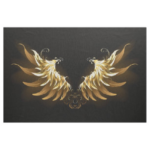 Golden Angel Wings on Black background Fabric