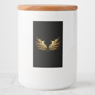 Golden Angel Wings on Black background Food Label