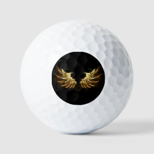Golden Angel Wings on Black background Golf Balls