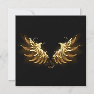 Golden Angel Wings on Black background Holiday Card