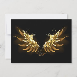 Golden Angel Wings on Black background Invitation