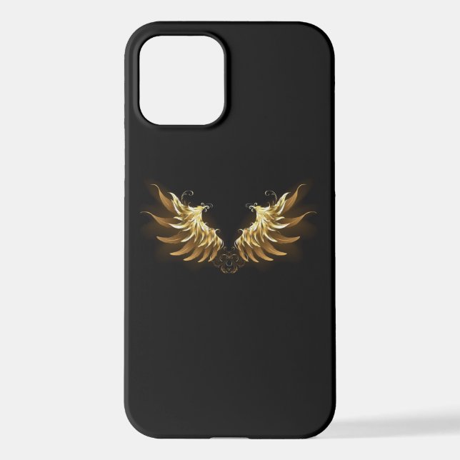 Golden Angel Wings on Black background iPhone Case (Back)