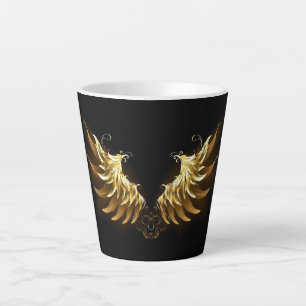 Golden Angel Wings on Black background Latte Mug