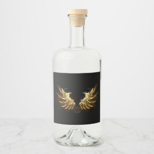 Golden Angel Wings on Black background Liquor Bottle Label