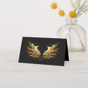 Golden Angel Wings on Black background Loyalty Card