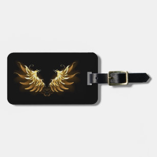 Golden Angel Wings on Black background Luggage Tag