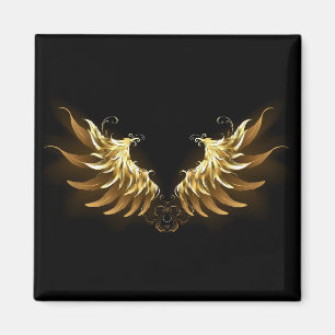 Golden Angel Wings on Black background Magnet